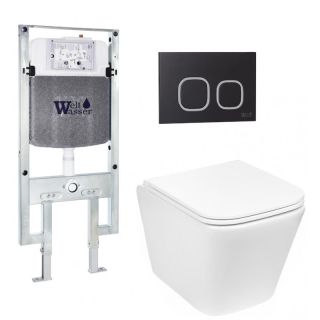 Комплект унитаза с инсталляцией Weltwasser Amberg 497 ST + Gelbach 043 GL-WT + Amberg RD-BL 10000011856 белый глянцевый