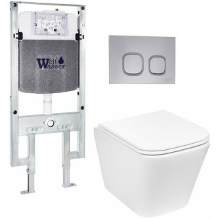 Комплект унитаза с инсталляцией Weltwasser Amberg 497 ST + Gelbach 043 GL-WT + Amberg RD-CR 10000011857 белый глянцевый
