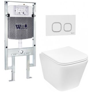 Комплект унитаза с инсталляцией Weltwasser Amberg 497 ST + Gelbach 043 GL-WT + Amberg RD-WT 10000011859 белый глянцевый