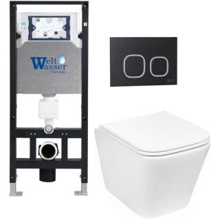 Комплект унитаза с инсталляцией Weltwasser Amberg 506 + Gelbach 043 GL-WT + Amberg RD-BL 10000011861 белый глянцевый