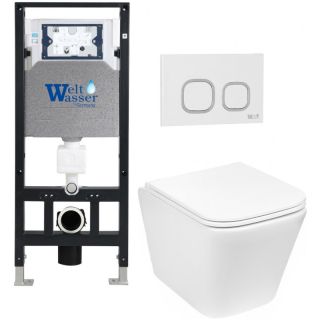 Комплект унитаза с инсталляцией Weltwasser Amberg 506 + Gelbach 043 GL-WT + Amberg RD-WT 10000011864 белый глянцевый
