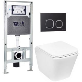 Комплект унитаза с инсталляцией Weltwasser Amberg 506 ST + Gelbach 043 GL-WT + Amberg RD-BL 10000011866 белый глянцевый