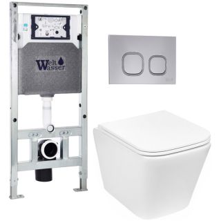 Комплект унитаза с инсталляцией Weltwasser Amberg 506 ST + Gelbach 043 GL-WT + Amberg RD-CR 10000011867 белый глянцевый