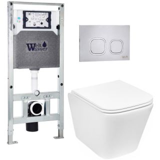 Комплект унитаза с инсталляцией Weltwasser Amberg 506 ST + Gelbach 043 GL-WT + Amberg RD-MT CR 10000011868 белый глянцевый