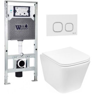 Комплект унитаза с инсталляцией Weltwasser Amberg 506 ST + Gelbach 043 GL-WT + Amberg RD-WT 10000011869 белый глянцевый