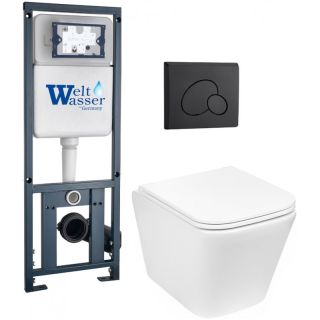 Комплект унитаза с инсталляцией Weltwasser Marberg 410 + Gelbach 043 GL-WT + MAR 410 RD MT-BL 10000011873 белый глянцевый
