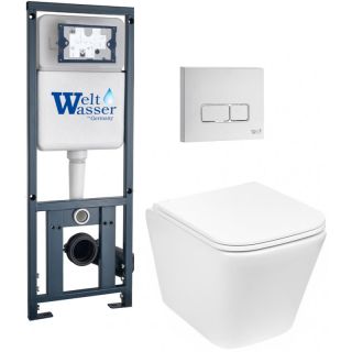 Комплект унитаза с инсталляцией Weltwasser Marberg 410 + Gelbach 043 GL-WT + MAR 410 SE GL-WT 10000011875 белый глянцевый