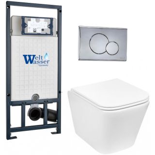 Комплект унитаза с инсталляцией Weltwasser Marberg 507 + Gelbach 043 GL-WT + MAR 507 RD CR 10000011878 белый глянцевый