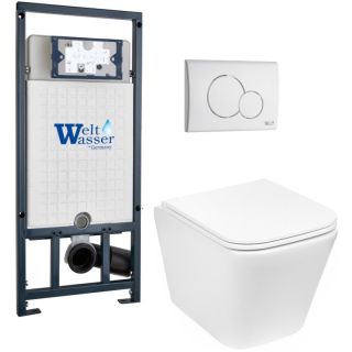 Комплект унитаза с инсталляцией Weltwasser Marberg 507 + Gelbach 043 GL-WT + MAR 507 RD GL-WT 10000011879 белый глянцевый