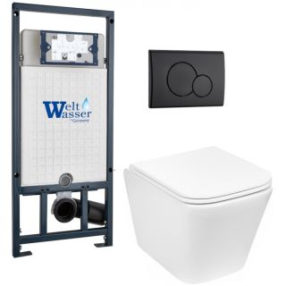 Комплект унитаза с инсталляцией Weltwasser Marberg 507 + Gelbach 043 GL-WT + MAR 507 RD MT-BL 10000011880 белый глянцевый