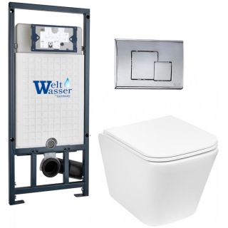 Комплект унитаза с инсталляцией Weltwasser Marberg 507 + Gelbach 043 GL-WT + MAR 507 SE CR 10000011881 белый глянцевый