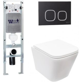Комплект унитаза с инсталляцией Weltwasser Amberg 350 ST + Gelbach 043 MT-WT + Amberg RD-BL 10000011886 белый матовый