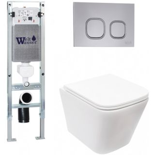 Комплект унитаза с инсталляцией Weltwasser Amberg 350 ST + Gelbach 043 MT-WT + Amberg RD-CR 10000011887 белый матовый