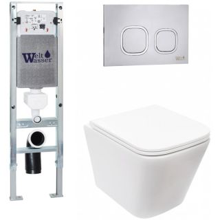 Комплект унитаза с инсталляцией Weltwasser Amberg 350 ST + Gelbach 043 MT-WT + Amberg RD-MT CR 10000011888 белый матовый