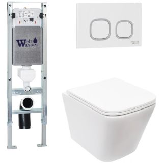 Комплект унитаза с инсталляцией Weltwasser Amberg 350 ST + Gelbach 043 MT-WT + Amberg RD-WT 10000011889 белый матовый