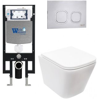 Комплект унитаза с инсталляцией Weltwasser Amberg 497 + Gelbach 043 MT-WT + Amberg RD-MT CR 10000011893 белый матовый