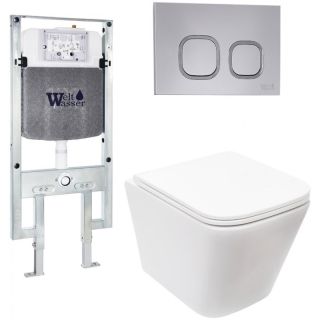 Комплект унитаза с инсталляцией Weltwasser Amberg 497 ST + Gelbach 043 MT-WT + Amberg RD-CR 10000011897 белый матовый