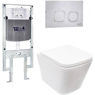 Комплект унитаза с инсталляцией Weltwasser Amberg 497 ST + Gelbach 043 MT-WT + Amberg RD-MT CR 10000011898 белый матовый