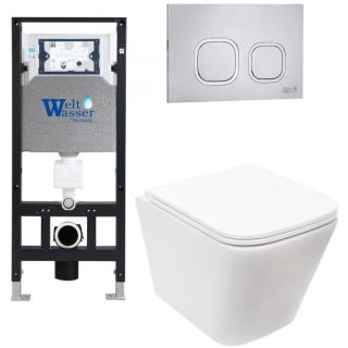Комплект унитаза с инсталляцией Weltwasser Amberg 506 + Gelbach 043 MT-WT + Amberg RD-CR 10000011902 белый матовый