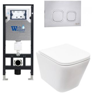 Комплект унитаза с инсталляцией Weltwasser Amberg 506 + Gelbach 043 MT-WT + Amberg RD-MT CR 10000011903 белый матовый