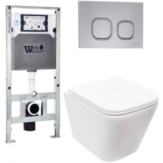 Комплект унитаза с инсталляцией Weltwasser Amberg 506 ST + Gelbach 043 MT-WT + Amberg RD-CR 10000011907 белый матовый