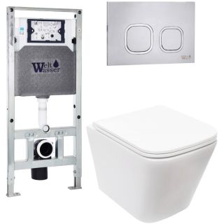 Комплект унитаза с инсталляцией Weltwasser Amberg 506 ST + Gelbach 043 MT-WT + Amberg RD-MT CR 10000011908 белый матовый