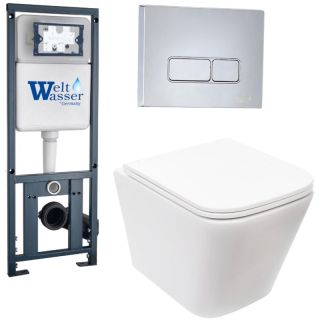 Комплект унитаза с инсталляцией Weltwasser Marberg 410 + Gelbach 043 MT-WT + MAR 410 SE CR 10000011914 белый матовый