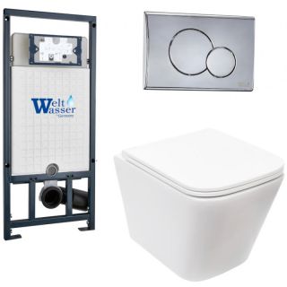 Комплект унитаза с инсталляцией Weltwasser Marberg 507 + Gelbach 043 MT-WT + MAR 507 RD CR 10000011918 белый матовый