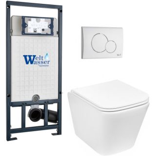 Комплект унитаза с инсталляцией Weltwasser Marberg 507 + Gelbach 043 MT-WT + MAR 507 RD GL-WT 10000011919 белый матовый