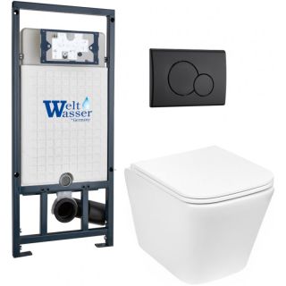 Комплект унитаза с инсталляцией Weltwasser Marberg 507 + Gelbach 043 MT-WT + MAR 507 RD MT-BL 10000011920 белый матовый