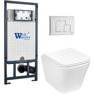 Комплект унитаза с инсталляцией Weltwasser Marberg 507 + Gelbach 043 MT-WT + MAR 507 SE GL-WT 10000011922 белый матовый