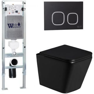 Комплект унитаза с инсталляцией Weltwasser Amberg 350 ST + Gelbach 043 GL-BL + Amberg RD-BL 10000011926 черный глянцевый
