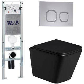 Комплект унитаза с инсталляцией Weltwasser Amberg 350 ST + Gelbach 043 GL-BL + Amberg RD-CR 10000011927 черный глянцевый