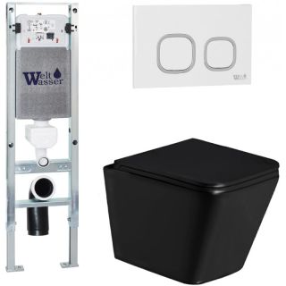 Комплект унитаза с инсталляцией Weltwasser Amberg 350 ST + Gelbach 043 GL-BL + Amberg RD-WT 10000011929 черный глянцевый