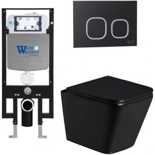 Комплект унитаза с инсталляцией Weltwasser Amberg 497 + Gelbach 043 GL-BL + Amberg RD-BL 10000011931 черный глянцевый