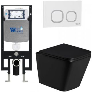 Комплект унитаза с инсталляцией Weltwasser Amberg 497 + Gelbach 043 GL-BL + Amberg RD-WT 10000011934 черный глянцевый
