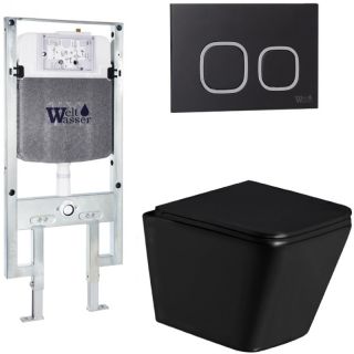 Комплект унитаза с инсталляцией Weltwasser Amberg 497 ST + Gelbach 043 GL-BL + Amberg RD-BL 10000011936 черный глянцевый