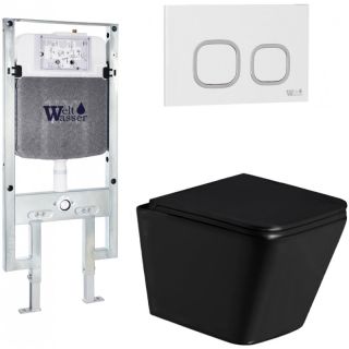 Комплект унитаза с инсталляцией Weltwasser Amberg 497 ST + Gelbach 043 GL-BL + Amberg RD-MT CR 10000011938 черный глянцевый
