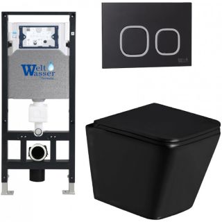 Комплект унитаза с инсталляцией Weltwasser Amberg 506 + Gelbach 043 GL-BL + Amberg RD-BL 10000011941 черный глянцевый