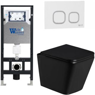 Комплект унитаза с инсталляцией Weltwasser Amberg 506 + Gelbach 043 GL-BL + Amberg RD-WT 10000011944 черный глянцевый
