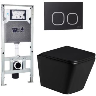 Комплект унитаза с инсталляцией Weltwasser Amberg 506 ST + Gelbach 043 GL-BL + Amberg RD-BL 10000011946 черный глянцевый
