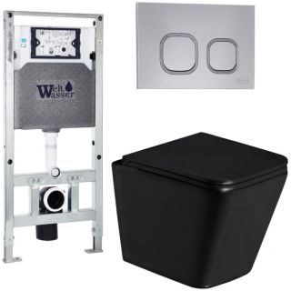 Комплект унитаза с инсталляцией Weltwasser Amberg 506 ST + Gelbach 043 GL-BL + Amberg RD-CR 10000011947 черный глянцевый