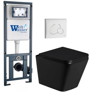 Комплект унитаза с инсталляцией Weltwasser Marberg 410 + Gelbach 043 GL-BL + MAR 410 RD GL-WT 10000011952 черный глянцевый