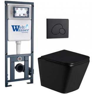 Комплект унитаза с инсталляцией Weltwasser Marberg 410 + Gelbach 043 GL-BL + MAR 410 RD MT-BL 10000011953 черный глянцевый