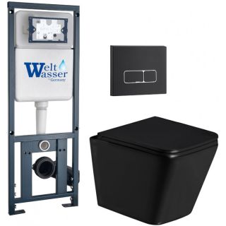 Комплект унитаза с инсталляцией Weltwasser Marberg 410 + Gelbach 043 GL-BL + MAR 410 SE MT-BL 10000011956 черный глянцевый