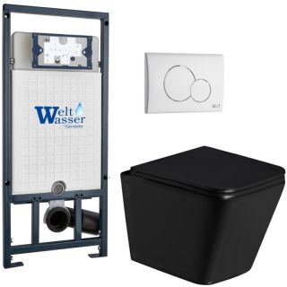 Комплект унитаза с инсталляцией Weltwasser Marberg 507 + Gelbach 043 GL-BL + MAR 507 RD GL-WT 10000011959 черный глянцевый