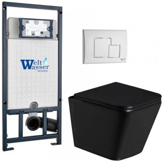 Комплект унитаза с инсталляцией Weltwasser Marberg 507 + Gelbach 043 GL-BL + MAR 507 SE GL-WT 10000011962 черный глянцевый
