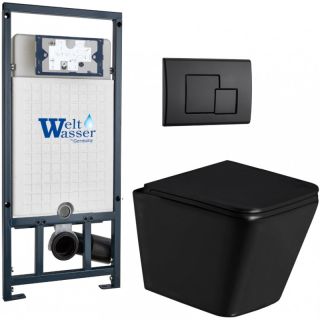 Комплект унитаза с инсталляцией Weltwasser Marberg 507 + Gelbach 043 GL-BL + MAR 507 SE MT-BL 10000011963 черный глянцевый