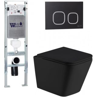Комплект унитаза с инсталляцией Weltwasser Amberg 350 ST + Gelbach 043 MT-BL + Amberg RD-BL 10000011969 черный матовый