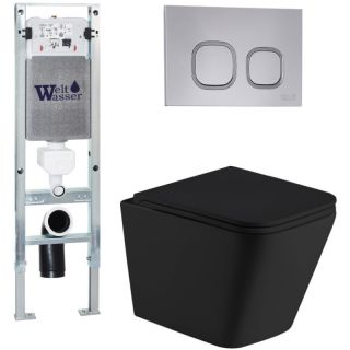 Комплект унитаза с инсталляцией Weltwasser Amberg 350 ST + Gelbach 043 MT-BL + Amberg RD-CR 10000011971 черный матовый